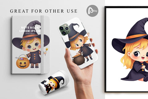 Digital Paper Baby Witch Halloween Digital Pattern artnoy 