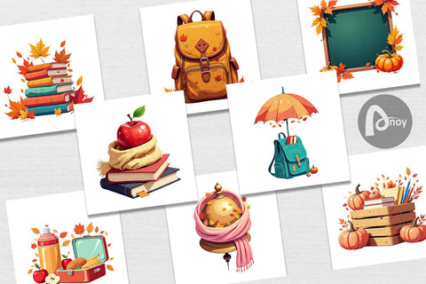 Digital Paper Back to Autumn Sublimation artnoy 