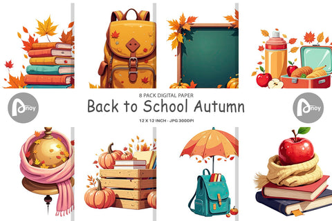 Digital Paper Back to Autumn Sublimation artnoy 