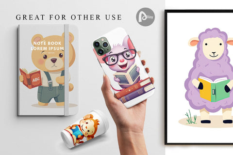 Digital Paper Back to School Animals Digital Pattern artnoy 