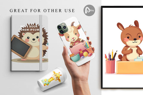 Digital Paper Back to School Animals Digital Pattern artnoy 