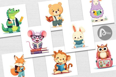 Digital Paper Back to School Animals Digital Pattern artnoy 