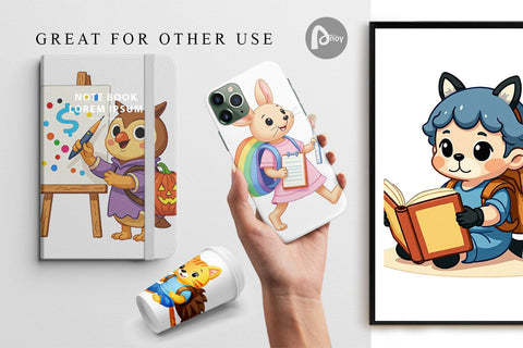 Digital Paper Backpack Buddies Digital Pattern artnoy 