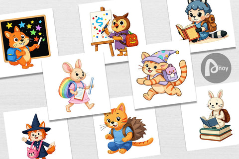 Digital Paper Backpack Buddies Digital Pattern artnoy 