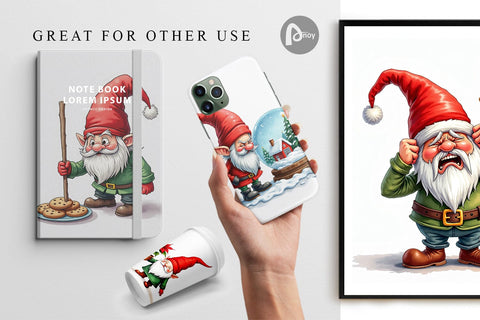 Digital Paper Bah Humbug Gnomes: A Sarcastic Watercolor Digital Pattern artnoy 