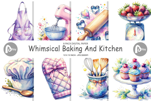Digital Paper Baking Queen Kitchen Digital Pattern artnoy 