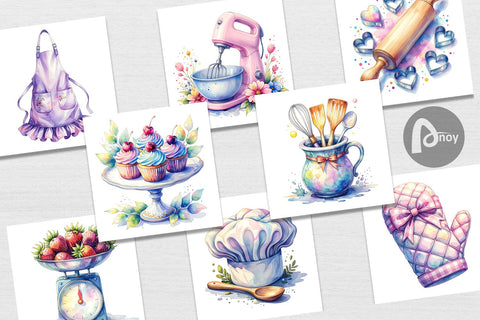 Digital Paper Baking Queen Kitchen Digital Pattern artnoy 