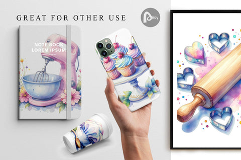 Digital Paper Baking Queen Kitchen Digital Pattern artnoy 