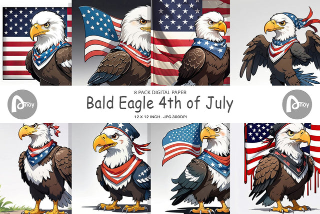 Digital Paper Bald Eagle 4th of July Digital Pattern artnoy 