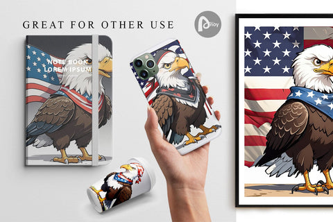 Digital Paper Bald Eagle 4th of July Digital Pattern artnoy 