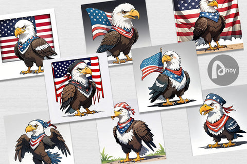 Digital Paper Bald Eagle 4th of July Digital Pattern artnoy 