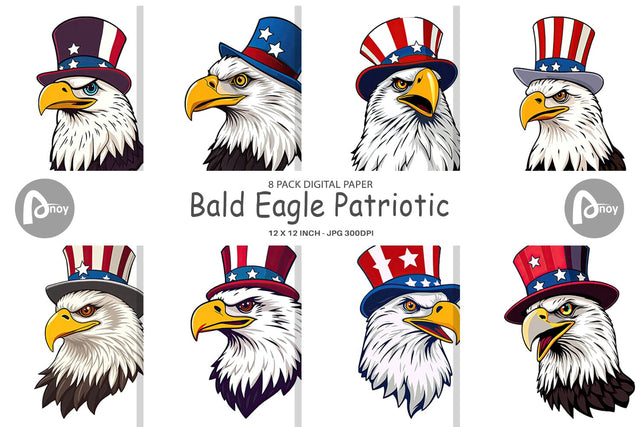 Digital Paper Bald Eagle Patriotic Digital Pattern artnoy 