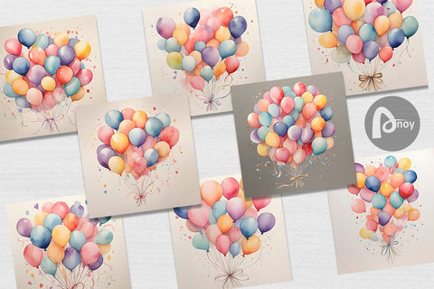 Digital Paper Balloon Bouquet Digital Pattern artnoy 