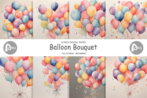 Digital Paper Balloon Bouquet Digital Pattern artnoy 