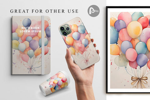 Digital Paper Balloon Bouquet Digital Pattern artnoy 