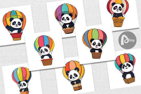 Digital Paper Balloon Panda Digital Pattern artnoy 