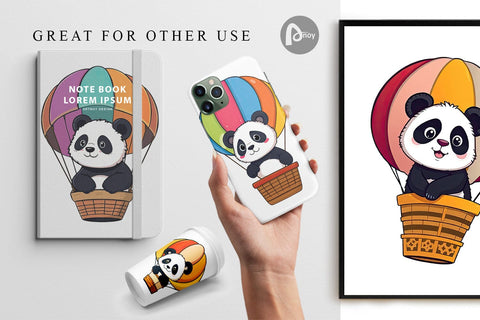 Digital Paper Balloon Panda Digital Pattern artnoy 