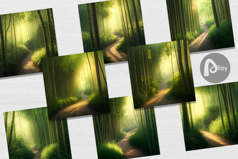 Digital Paper Bamboo Forest Background Digital Pattern artnoy 