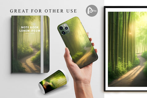 Digital Paper Bamboo Forest Background Digital Pattern artnoy 