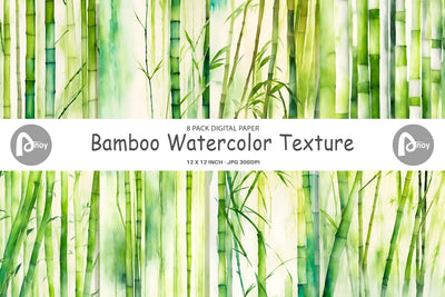 Digital Paper Bamboo Watercolor Texture Digital Pattern artnoy 