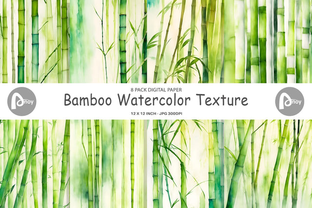 Digital Paper Bamboo Watercolor Texture Digital Pattern artnoy 