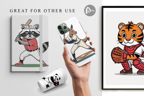 Digital Paper Baseball Animal Digital Pattern artnoy 