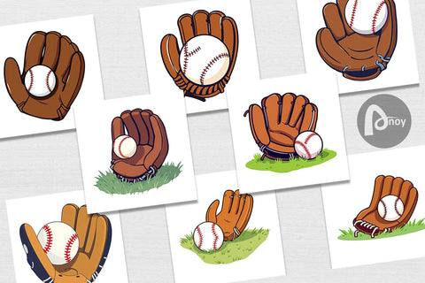 Digital Paper Baseball Glove Digital Pattern artnoy 