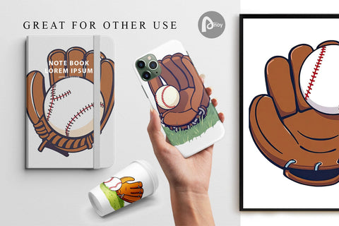 Digital Paper Baseball Glove Digital Pattern artnoy 