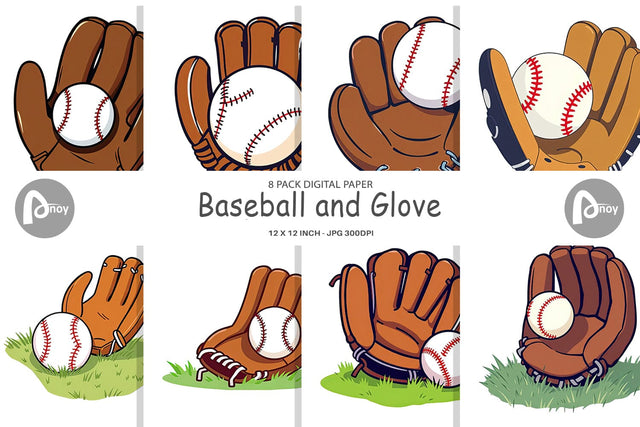 Digital Paper Baseball Glove Digital Pattern artnoy 