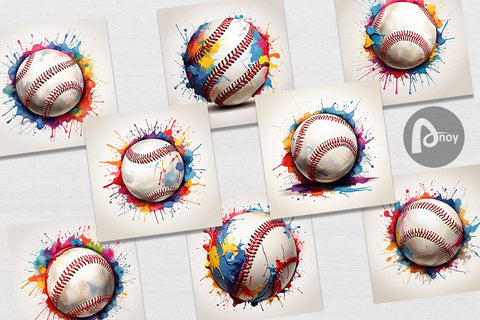 Digital Paper Baseball Paint Splashes Digital Pattern artnoy 