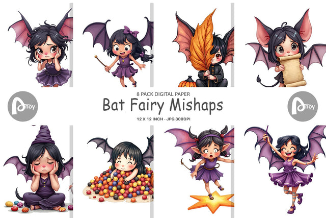 Digital Paper Bat Fairy Mishaps Digital Pattern artnoy 