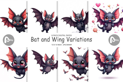 Digital Paper Bat Variations Digital Pattern artnoy 