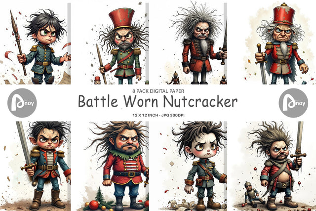 Digital Paper Battle Worn Nutcracker Digital Pattern artnoy 