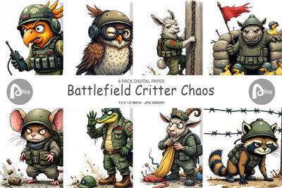 Digital Paper Battlefield Critters Digital Pattern artnoy 