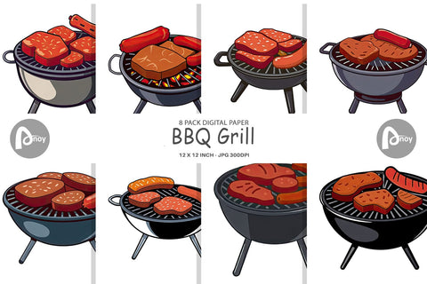Digital Paper BBQ Grill Digital Pattern artnoy 