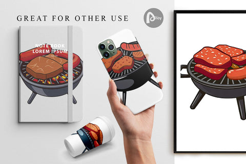 Digital Paper BBQ Grill Digital Pattern artnoy 