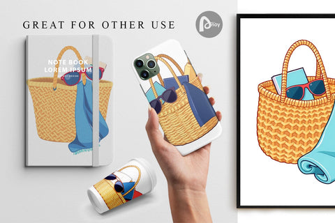 Digital Paper Beach Bag Digital Pattern artnoy 