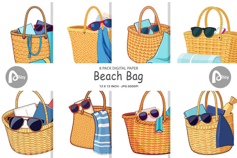 Digital Paper Beach Bag Digital Pattern artnoy 