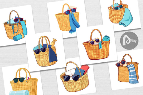 Digital Paper Beach Bag Digital Pattern artnoy 