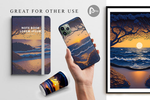 Digital Paper Beach Paper Quilling Digital Pattern artnoy 