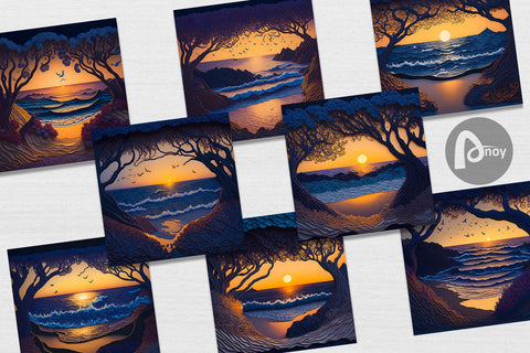 Digital Paper Beach Paper Quilling Digital Pattern artnoy 