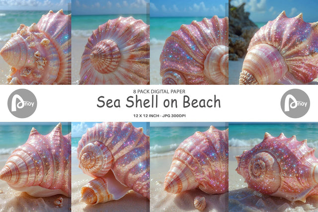 Digital Paper Beach Shell Digital Pattern artnoy 