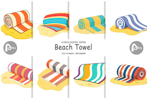 Digital Paper Beach Towel Digital Pattern artnoy 