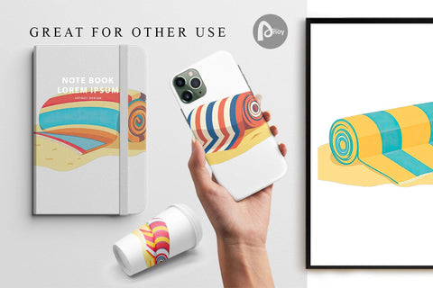 Digital Paper Beach Towel Digital Pattern artnoy 