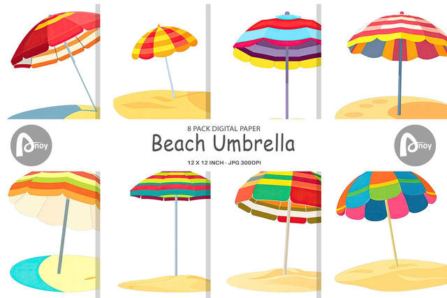 Digital Paper Beach Umbrella Digital Pattern artnoy 