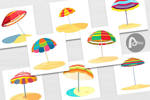 Digital Paper Beach Umbrella Digital Pattern artnoy 