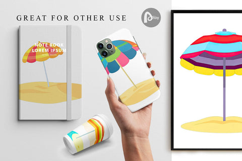 Digital Paper Beach Umbrella Digital Pattern artnoy 