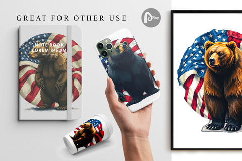 Digital Paper Bear 4th of July Digital Pattern artnoy 