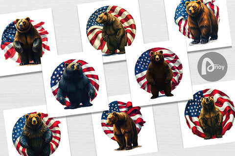 Digital Paper Bear 4th of July Digital Pattern artnoy 