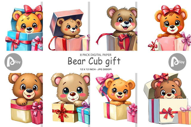 Digital Paper Bear Cub Gift Digital Pattern artnoy 